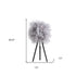 21" Soft Gray Feather Shade Modern Tripod Metal Table Lamp