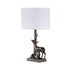 20" Bronze Mom and Baby Deer Table Lamp With White Drum Shade