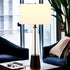 29" Black Glass Table Lamp With White Drum Shade