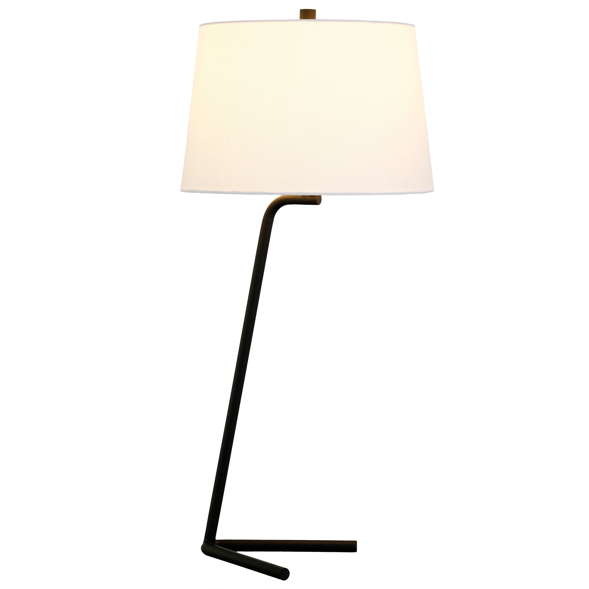 28" Black Metal Table Lamp With White Drum Shade