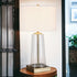 27" Brass Glass Table Lamp With White Drum Shade