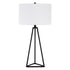 26" Black Metal Table Lamp With White Drum Shade