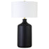 29" Black Ceramic Table Lamp With White Drum Shade