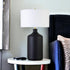 29" Black Ceramic Table Lamp With White Drum Shade