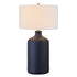 29" Navy Blue Ceramic Table Lamp With White Drum Shade