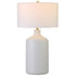 29" White Ceramic Table Lamp With White Drum Shade