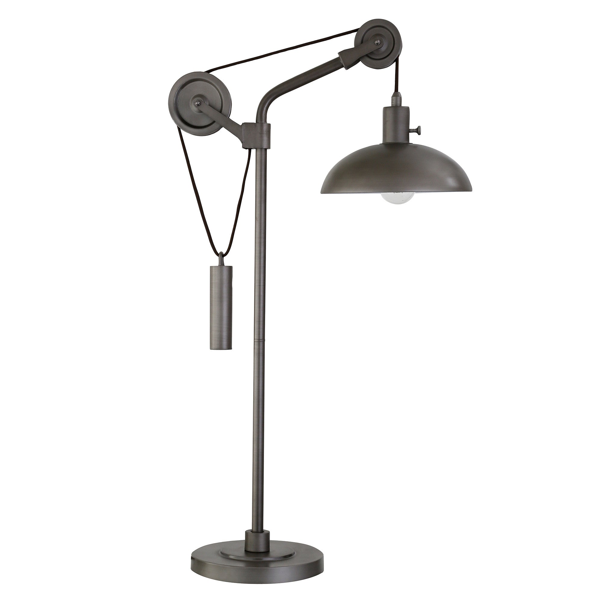 33" Gray Metal Adjustable Desk Table Lamp With Gray Dome Shade