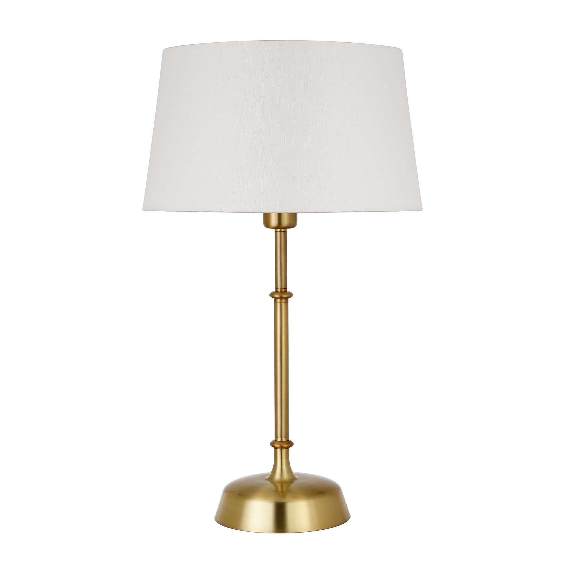 24" Gold Metal Table Lamp With White Drum Shade