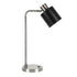 20" Silver Metal Desk Table Lamp With Black Drum Shade