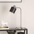 20" Silver Metal Desk Table Lamp With Black Drum Shade