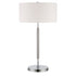 25" Gray Metal Two Light Table Lamp With White Drum Shade