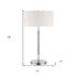 25" Gray Metal Two Light Table Lamp With White Drum Shade