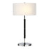 25" Black and Silver Metal Two Light Table Lamp With White Drum Shade