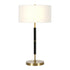 25" Black and Gold Metal Two Light Table Lamp With White Drum Shade