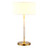 25" Gold and White Metal Two Light Table Lamp With White Drum Shade