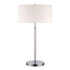 25" White and Silver Metal Two Light Table Lamp With White Drum Shade
