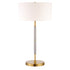 25" Gray and Gold Metal Two Light Table Lamp With White Drum Shade