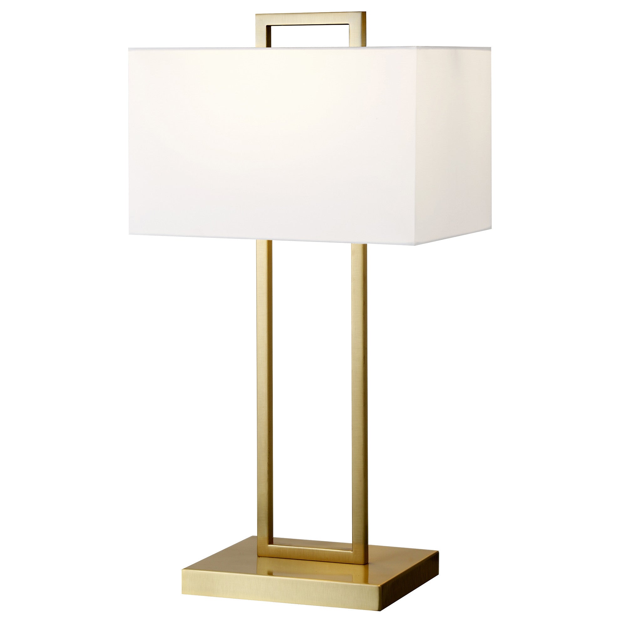 28" Brass Metal Table Lamp With White Shade