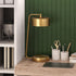 18" Brass Metal Desk Table Lamp With Brass Drum Shade