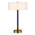 24" Black and Gold Metal Table Lamp With White Drum Shade