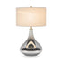 25" Nickel Glass Table Lamp With White Drum Shade