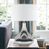 25" Nickel Glass Table Lamp With White Drum Shade