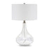 25" Clear Glass Table Lamp With White Drum Shade