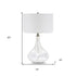 25" Clear Glass Table Lamp With White Drum Shade