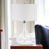 25" Clear Glass Table Lamp With White Drum Shade