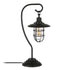 22" Black Metal Arched Table Lamp With Black Cage Shade