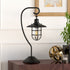 22" Black Metal Arched Table Lamp With Black Cage Shade