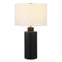 25" Black Ceramic Table Lamp With White Drum Shade