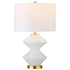 23" White and Gold Glass Table Lamp With White Drum Shade