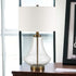 23" Brass Glass Table Lamp With White Drum Shade