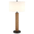 29" Brown and Black Metal Table Lamp With White Drum Shade