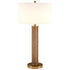 29" Gold and Brown Metal Table Lamp With White Drum Shade