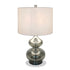 23" Nickel Glass Table Lamp With White Drum Shade