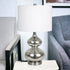 23" Nickel Glass Table Lamp With White Drum Shade