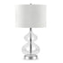 23" Nickel Glass Table Lamp With White Drum Shade