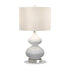 23" White and Silver Glass Table Lamp With White Drum Shade