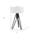 25" Black Metal Two Light Tripod Table Lamp With White Drum Shade