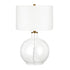 24" Clear Glass Table Lamp With White Drum Shade