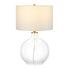 24" Clear Glass Table Lamp With White Drum Shade