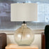 24" Gold Glass Table Lamp With White Drum Shade