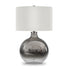 24" Nickel Glass Table Lamp With White Drum Shade