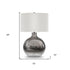 24" Nickel Glass Table Lamp With White Drum Shade