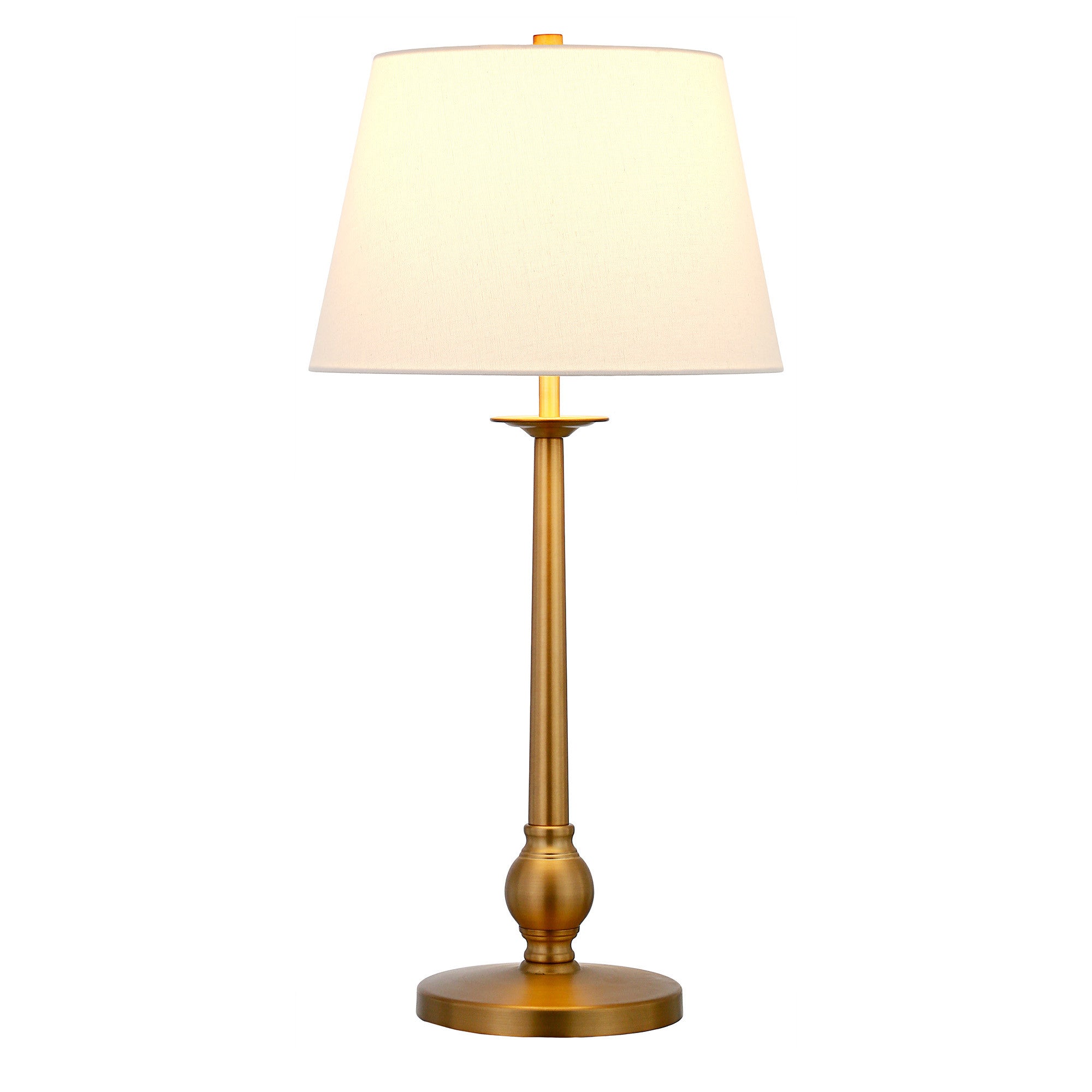 28" Brass Metal Table Lamp With White Empire Shade