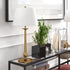 28" Brass Metal Table Lamp With White Empire Shade