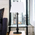 28" Black Metal Table Lamp With White Empire Shade