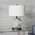 19" Gray and Black Concrete Table Lamp With White Drum Shade